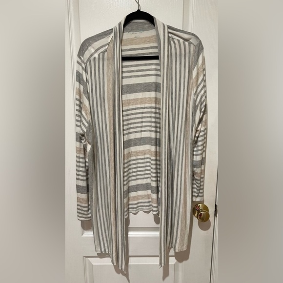 Soft Surroundings Sweaters - Soft Surroundings Open Front Soft Stretchy Stripe Neutral Cardigan size M